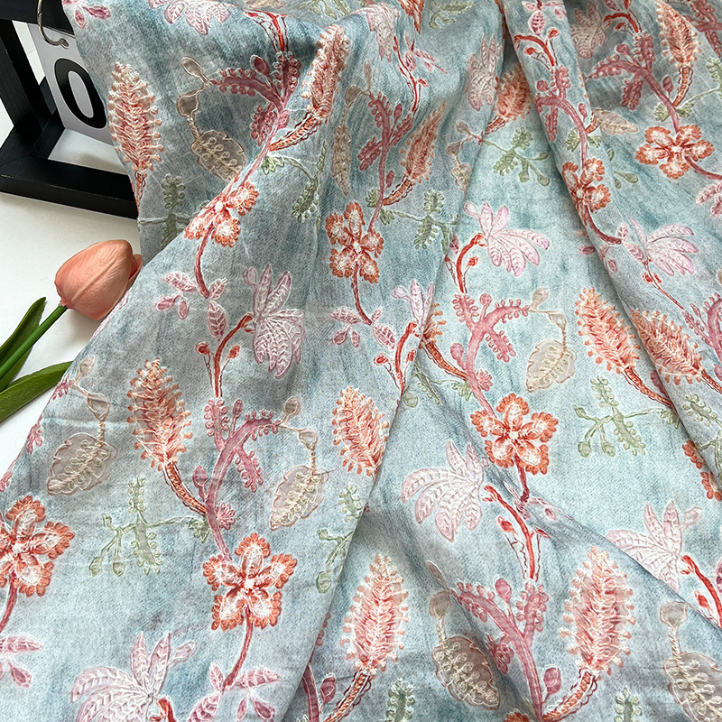 Home Textiles Wholesale - 1 Meter Vintage Blumen-Stickerei Brokat Baumwolle
