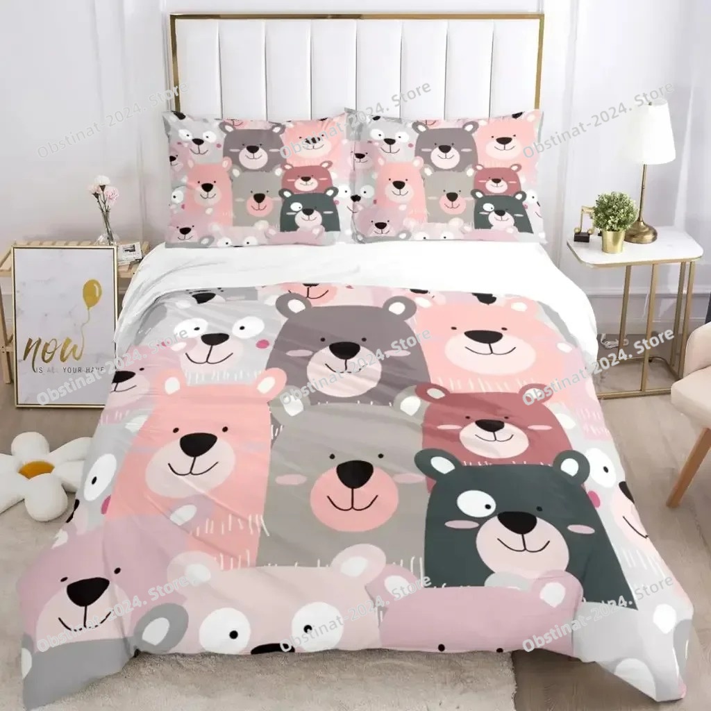 Linen Duvet Cover - Cartoon Tiere Bettwäsche-Sets Neue Griechische Schlüssel