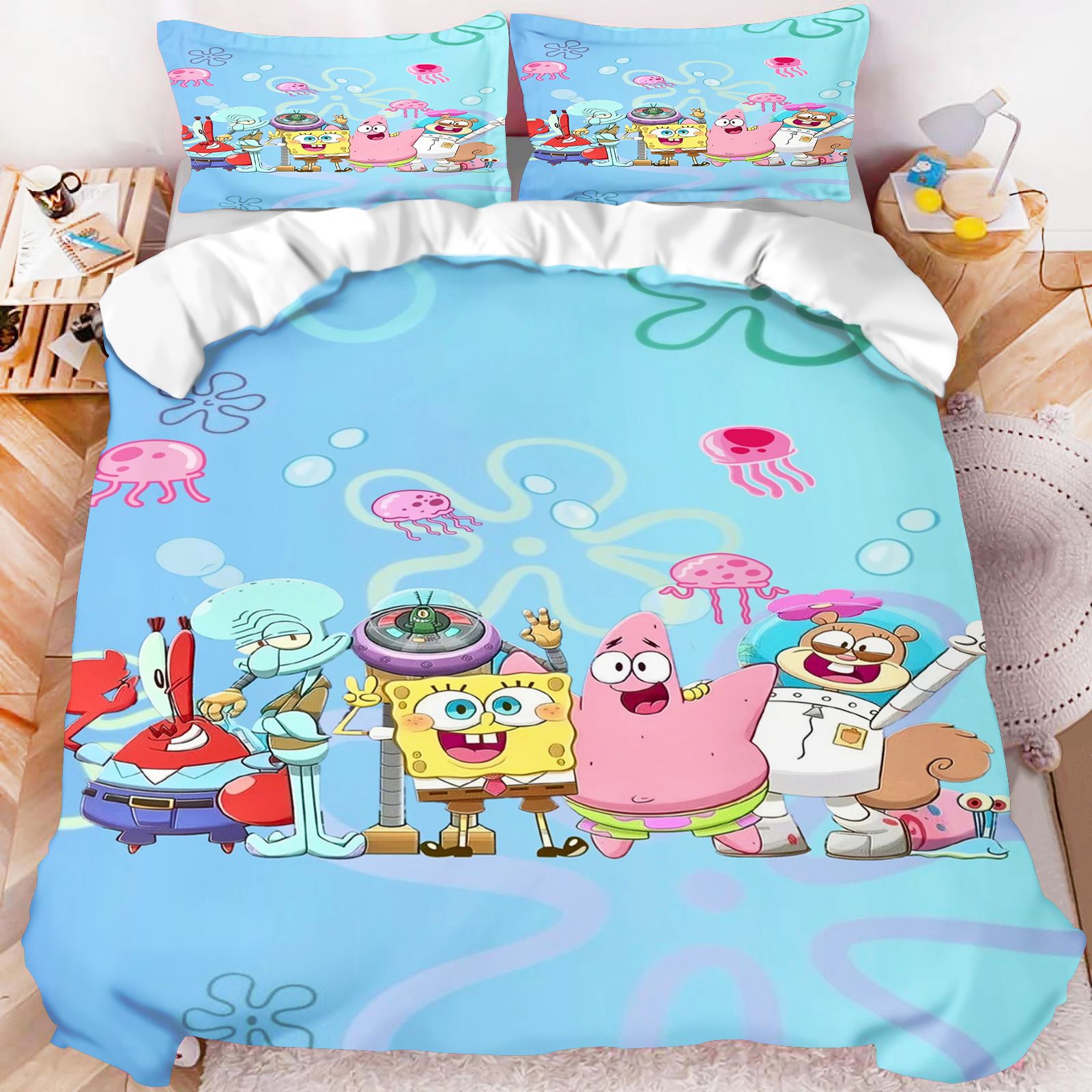 Linen Duvet Cover - SpongeBob SquarePants Bettwäsche-Set mit allen Charakteren,