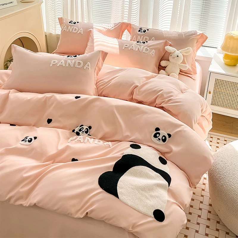 Home Textiles Towel Set - Koreanisches Panda-Handtuch-Bettwäscheset mit Stickerei, Cartoon-Motiv, hautfreundliche