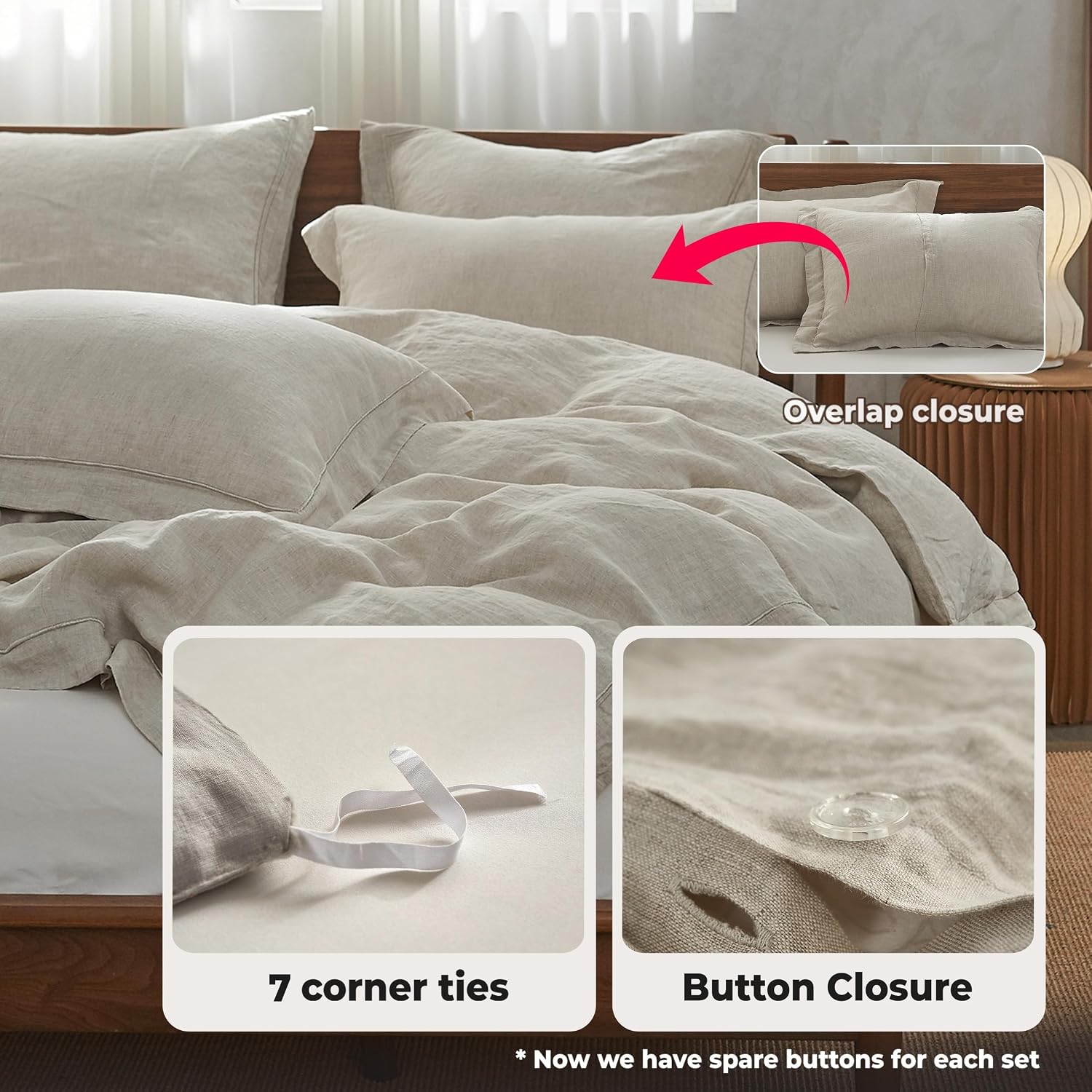 Reines Leinen-Bettwäsche-Set,  – Linen Duvet Cover Bewertung und Preis